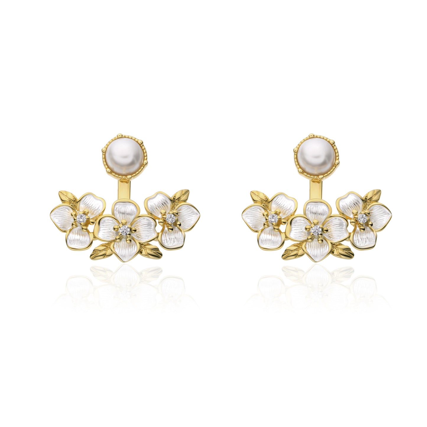 Japanese designer Shizuka series copper-plated 18K pearl earrings