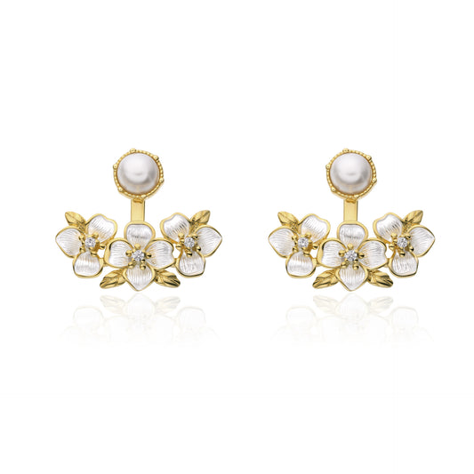 Japanese designer Shizuka series copper-plated 18K pearl earrings