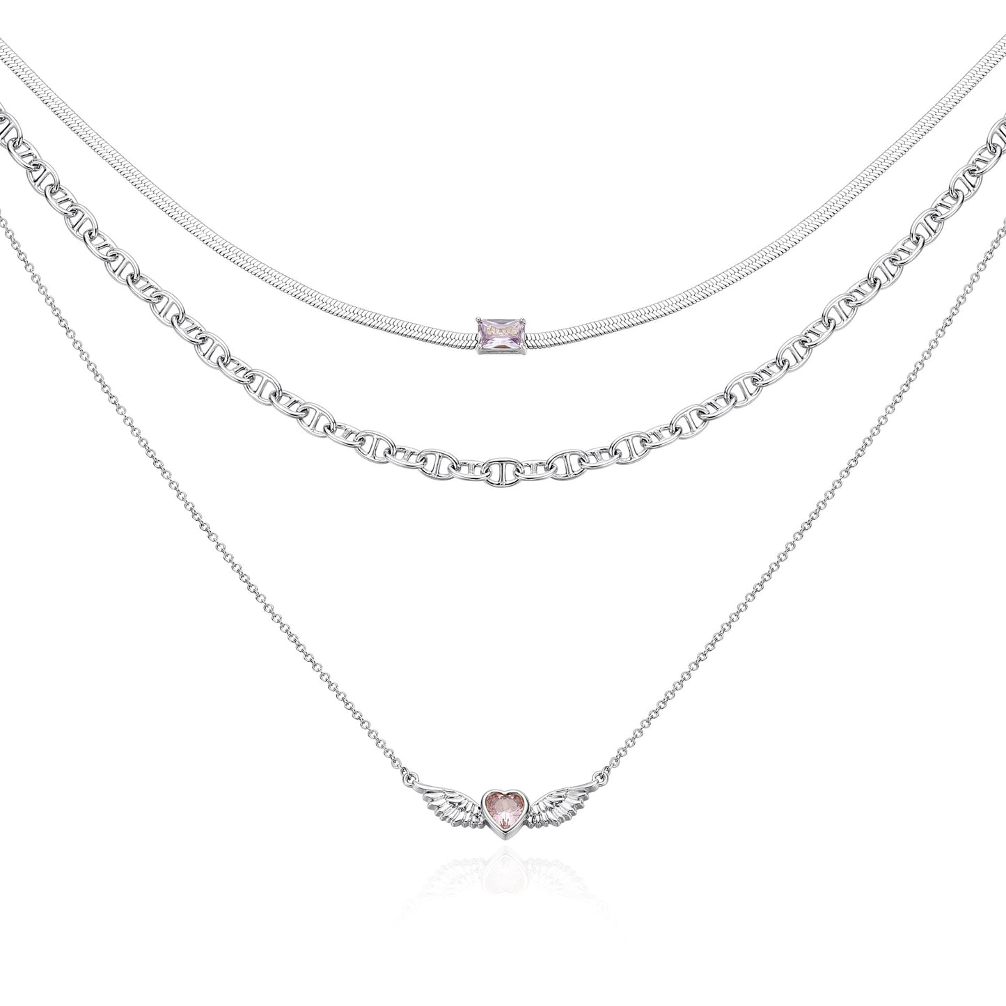 French designer Cupid's Heart triple layer necklace