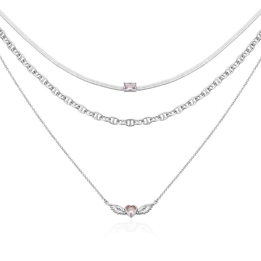 French designer Cupid's Heart triple layer necklace