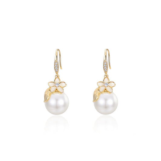 Japanese designer flower series pearl earrings