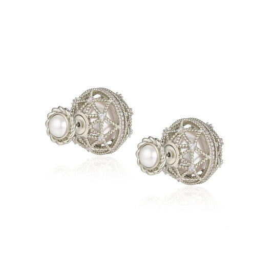 Hollow set zircon front and back elegant earrings