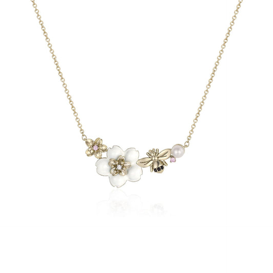 French designer bee flower necklace