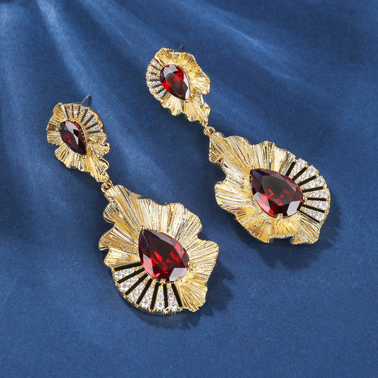 BrideTalk French round dance high-end ruby earrings