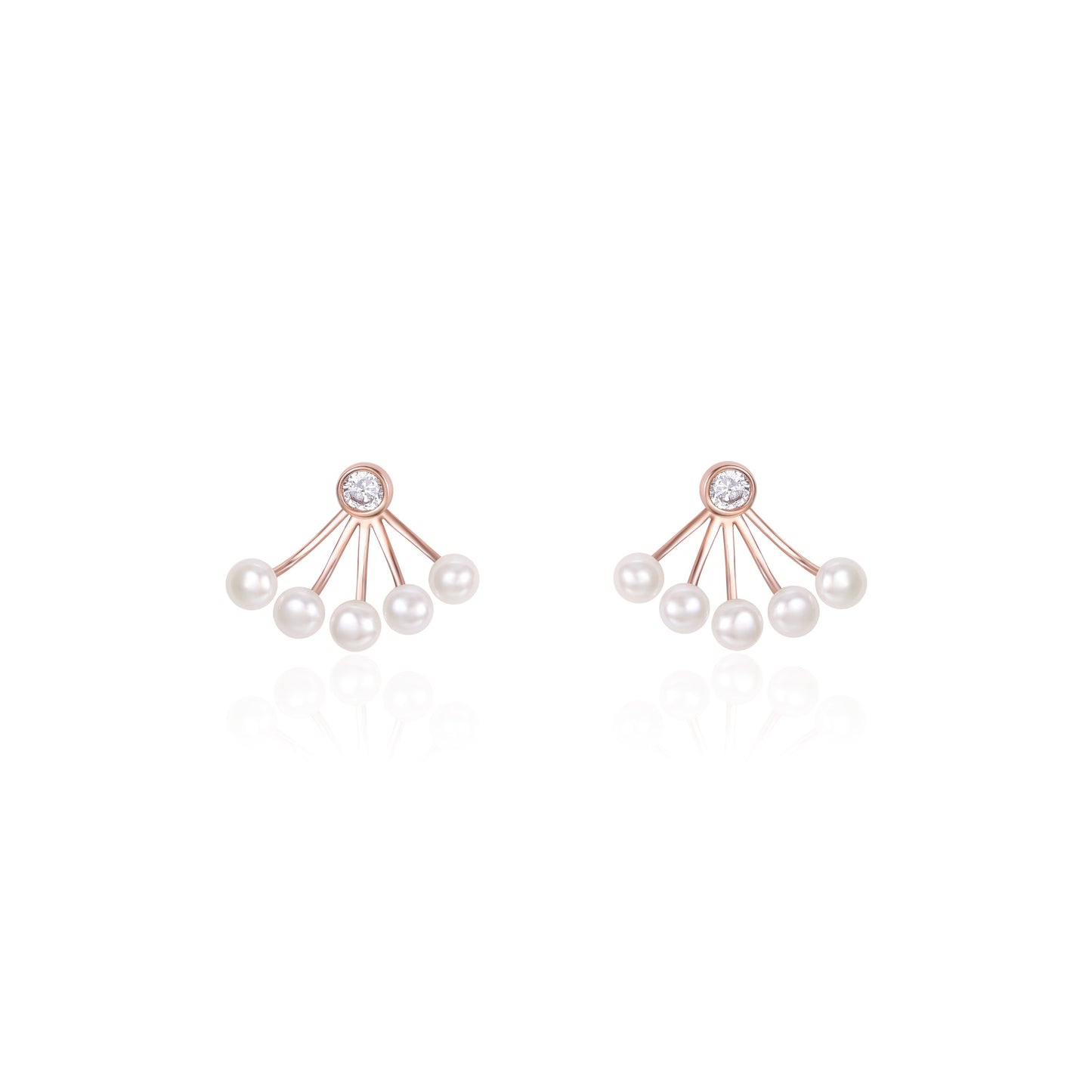 French designer fan-shaped zircon small fragrance earrings