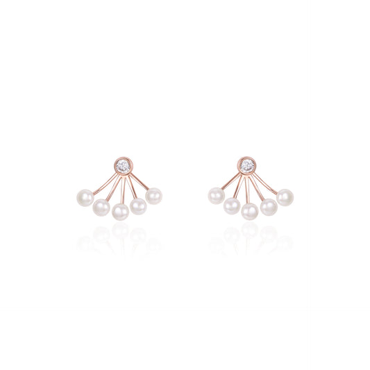 French designer fan-shaped zircon small fragrance earrings