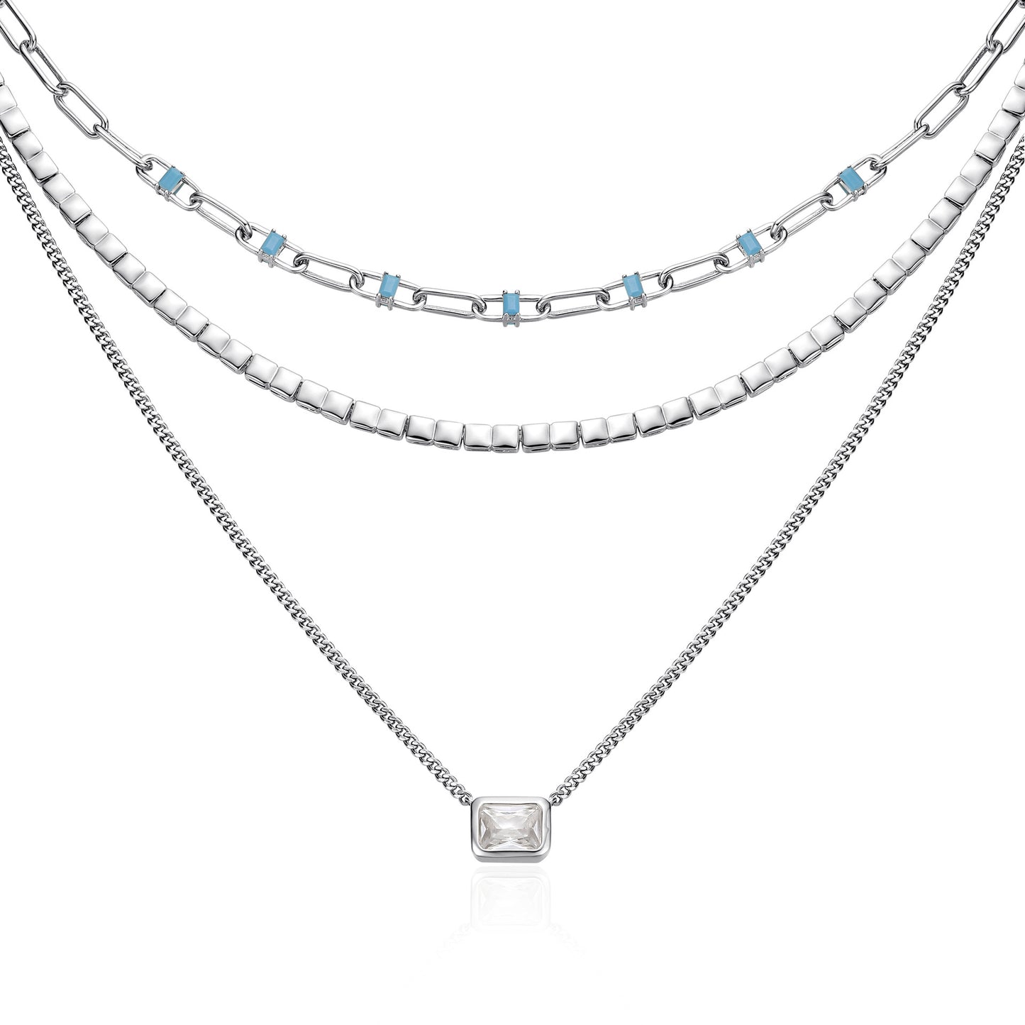 French designer geometric double layer necklace