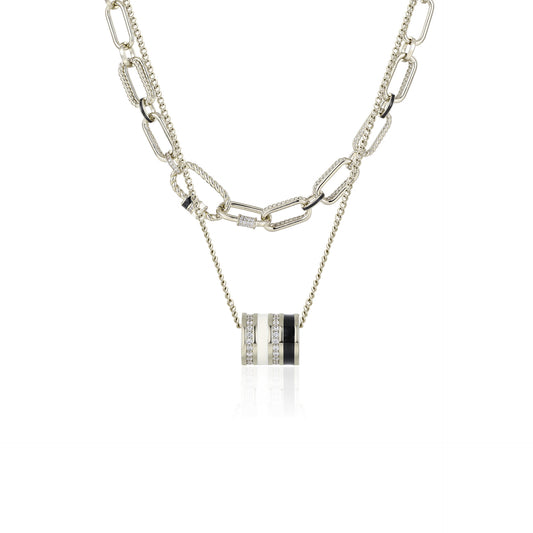 British designer black and white concept series copper-plated coffee gold double-layer necklace