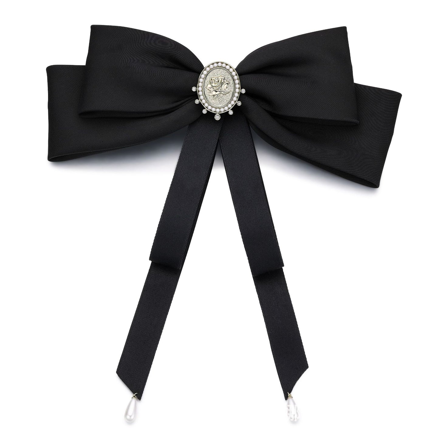 Italian designer rose series black velvet bow hair clip