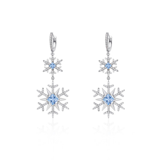 French designer dreamy snowflake series large and small snowflake earrings