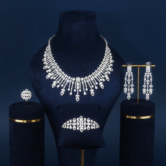 BrideTalk Luxurious European and American gorgeous zircon necklace set