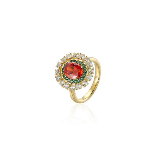 French designer ruby copper plated 18K gold ring