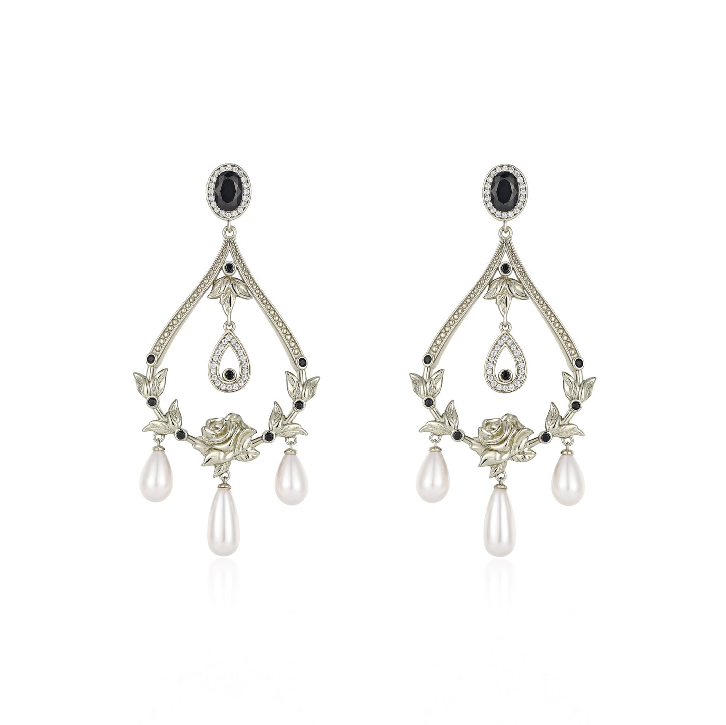 Italian designer rose series pearl retro earrings