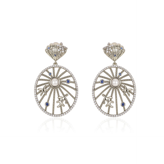 Danish designer ocean series hollow zircon earrings