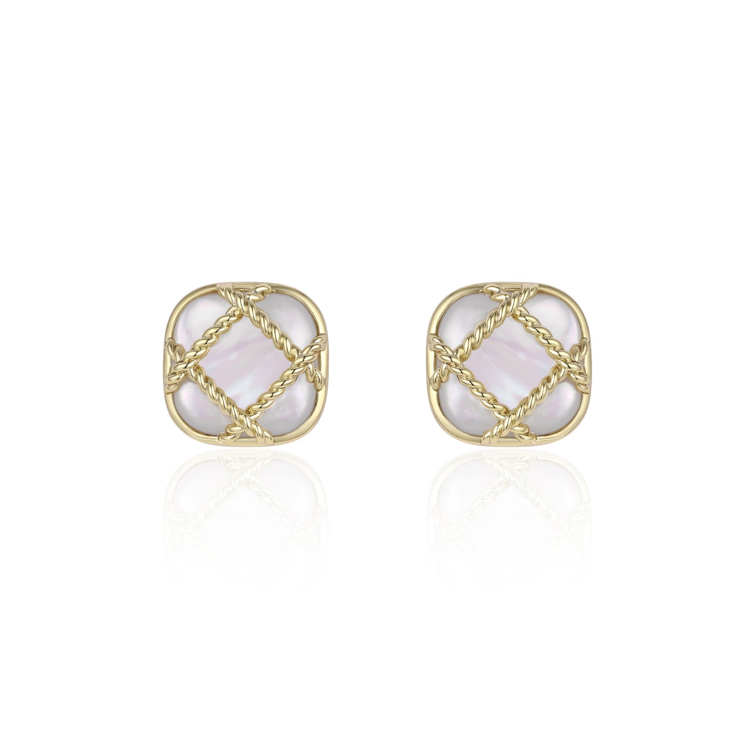 Italian designer braided twist hollow square earrings