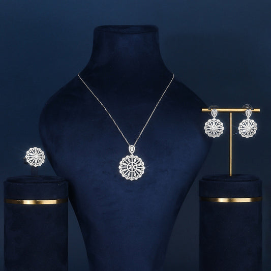 BrideTalk Zircon Ferris wheel simple elegant necklace three-piece set