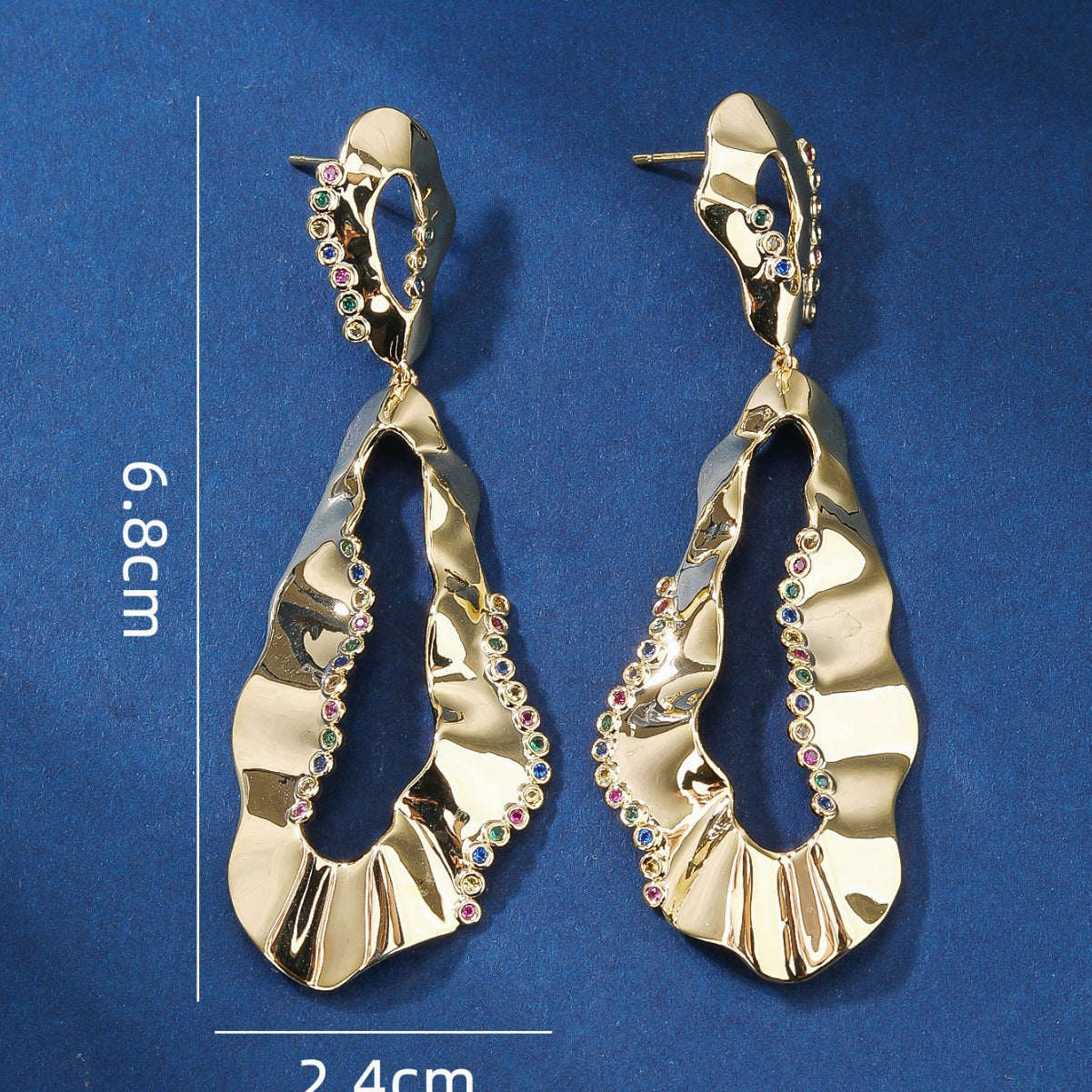 BrideTalk Irregular metal texture handmade hammered pleated earrings