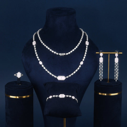 BrideTalk Light luxury high-end gorgeous full diamond necklace set