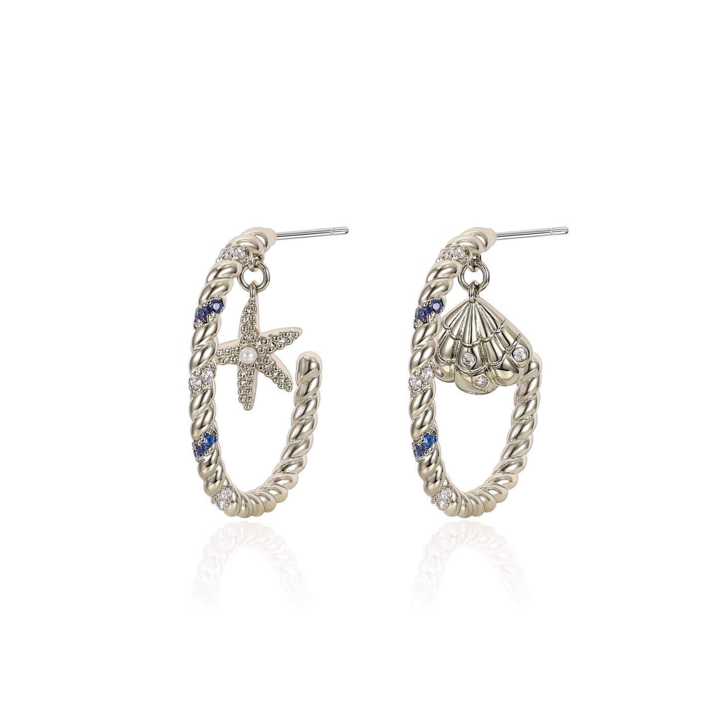 Danish designer ocean series small fragrant zircon earrings