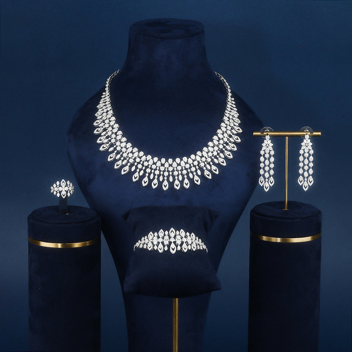 BrideTalk Exquisite luxury European and American gorgeous zircon necklace set