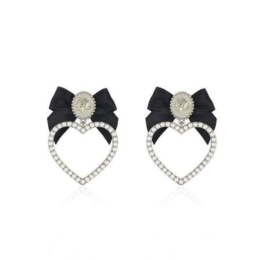 French rose series bow retro earrings