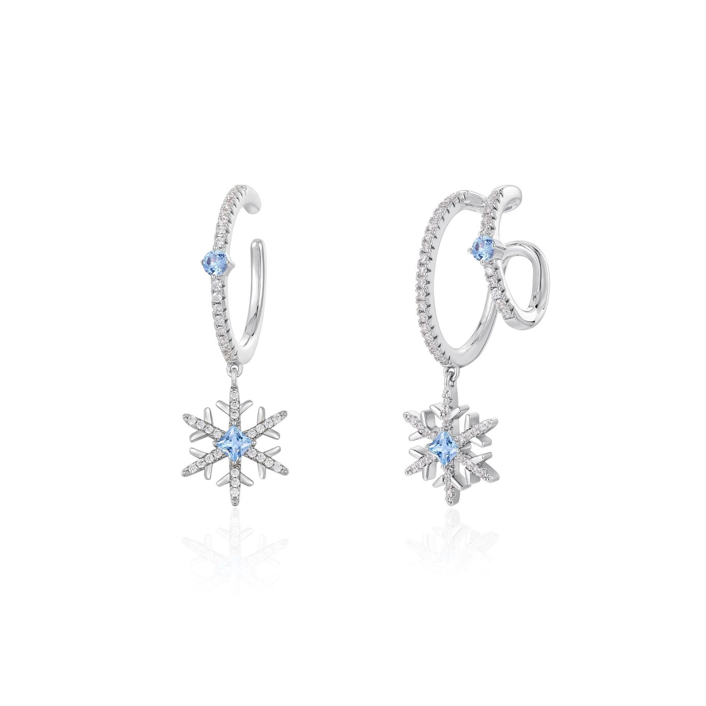 French designer's fantasy snowflake series diamond-encrusted AB style ear clips