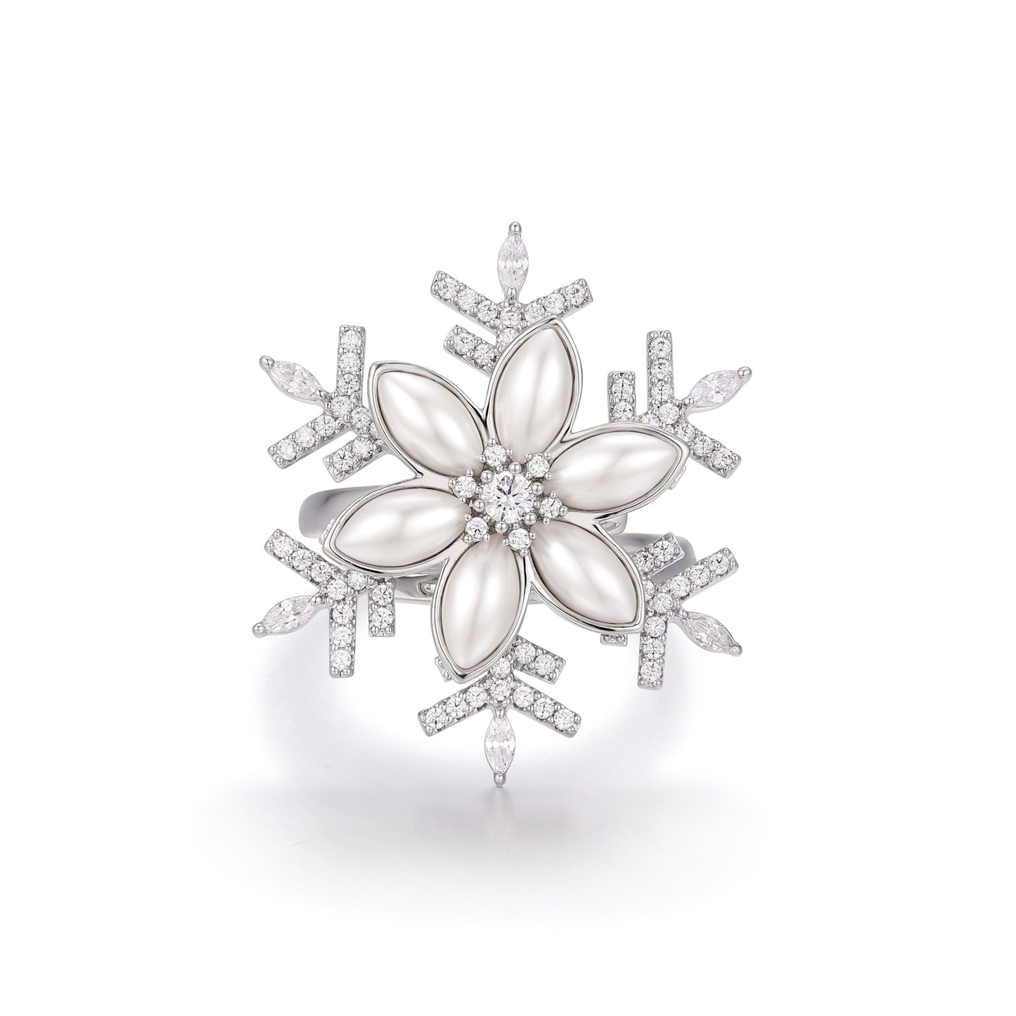 French designer Snowflake series hand-decorated open rotatable ring