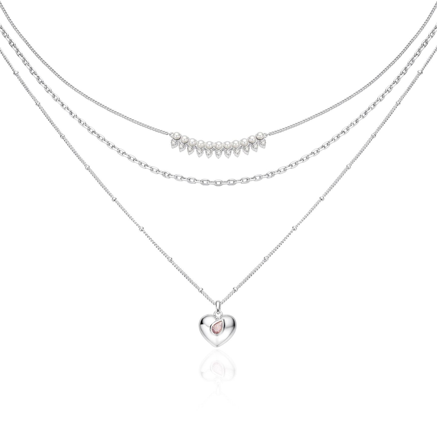 French designer girl's heart series three-layer stacked necklace