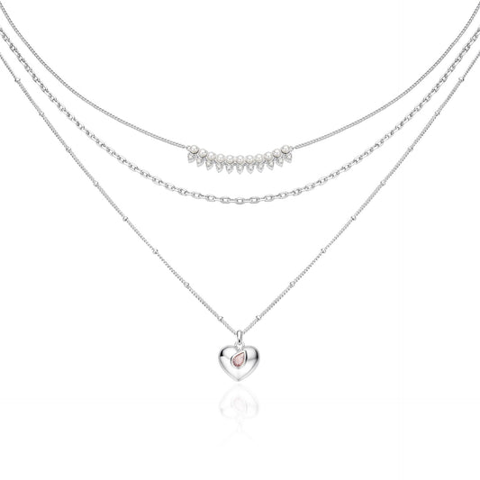 French designer girl's heart series three-layer stacked necklace