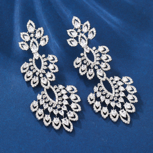 BrideTalk Long elegant earrings studded with bright stones