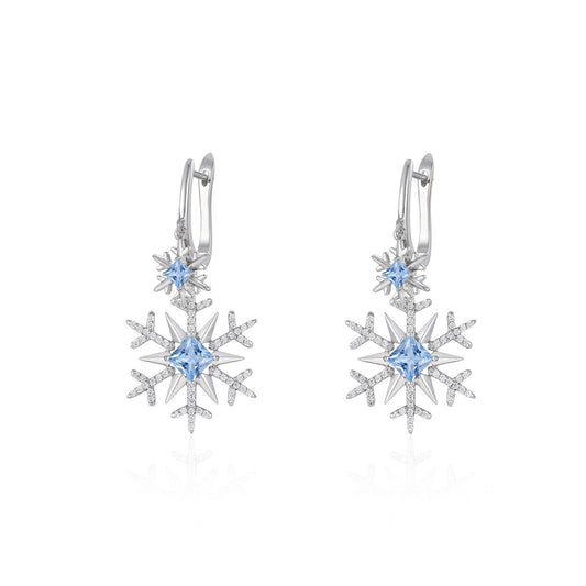 French designer snowflake zircon personalized niche earrings