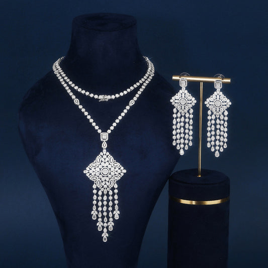 BrideTalk Zircon full diamond necklace and earrings set