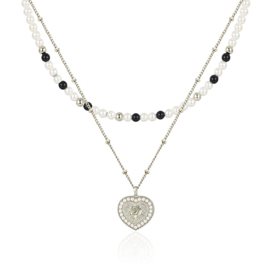 Italian designer rose series pearl double layer necklace