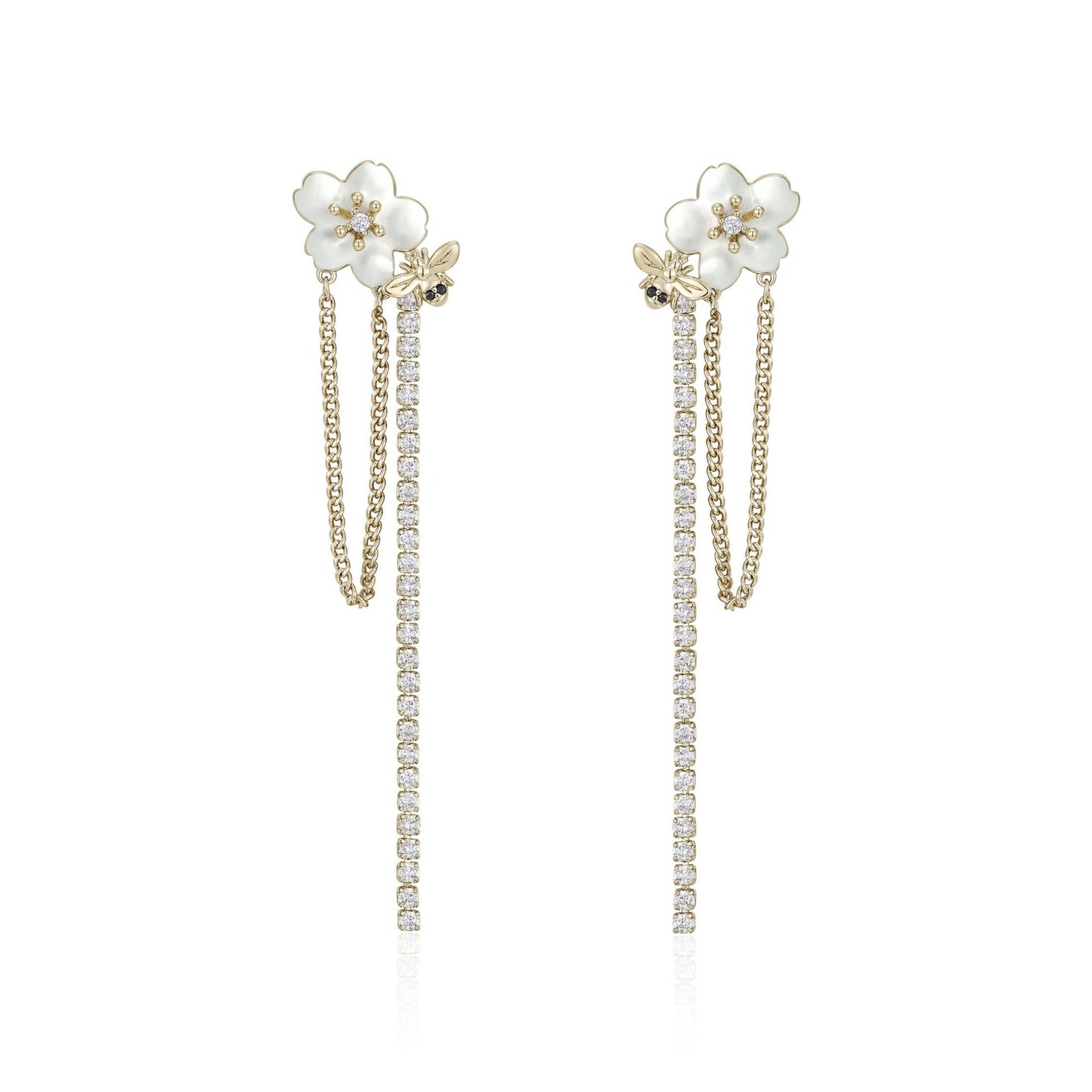 Sakura niche design zircon tassel earrings