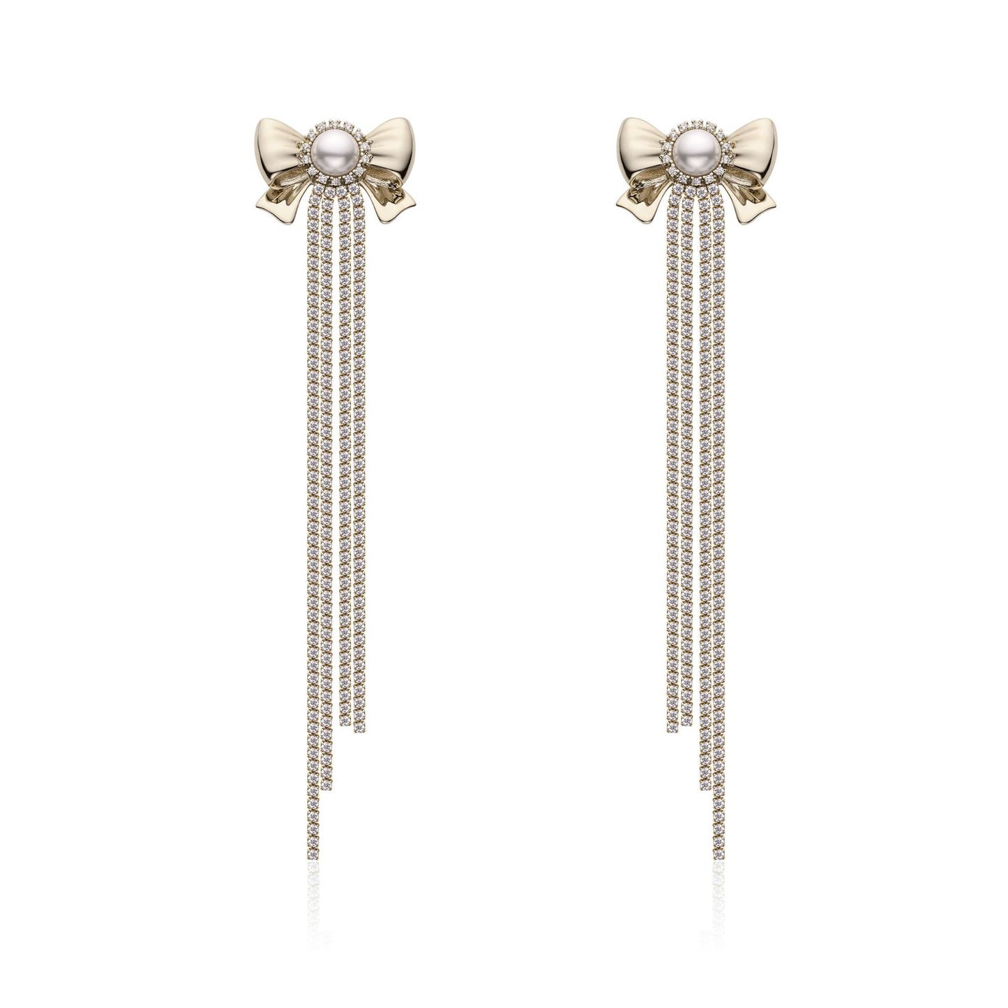 German designer bow pearl earrings