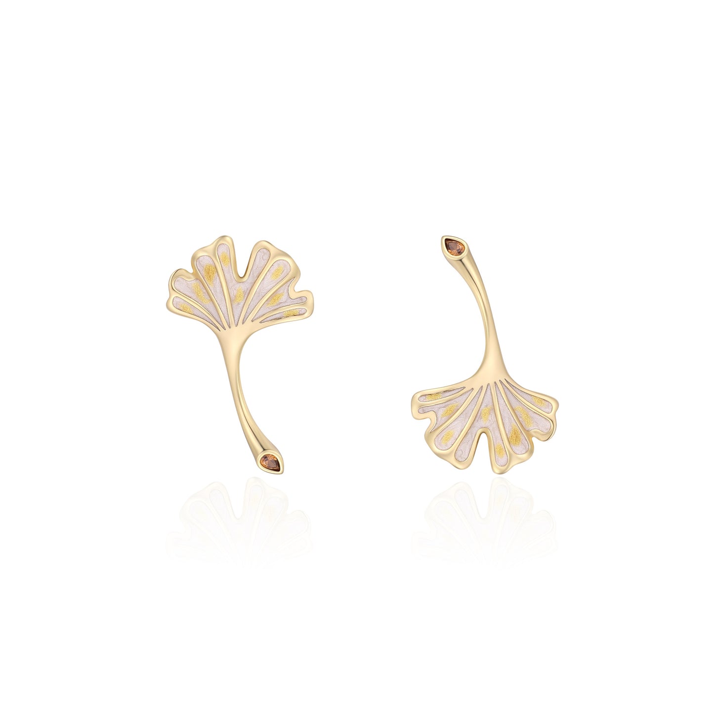 French designer ginkgo leaf enamel 2024 new earrings