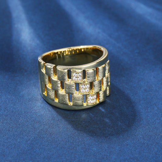 BrideTalk Grid Hollow Chessboard Diamond Ring