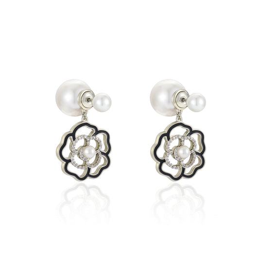 Italian designer rose series oil drop pearl earrings