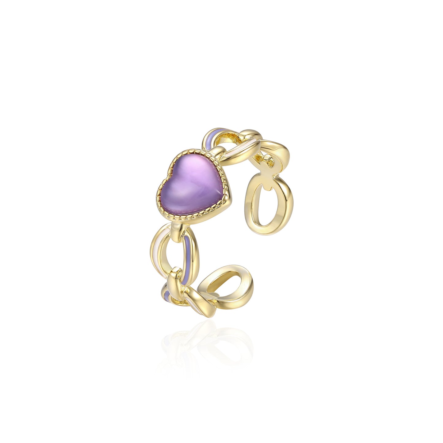 Purple Love Natural Crystal Enamel Ring