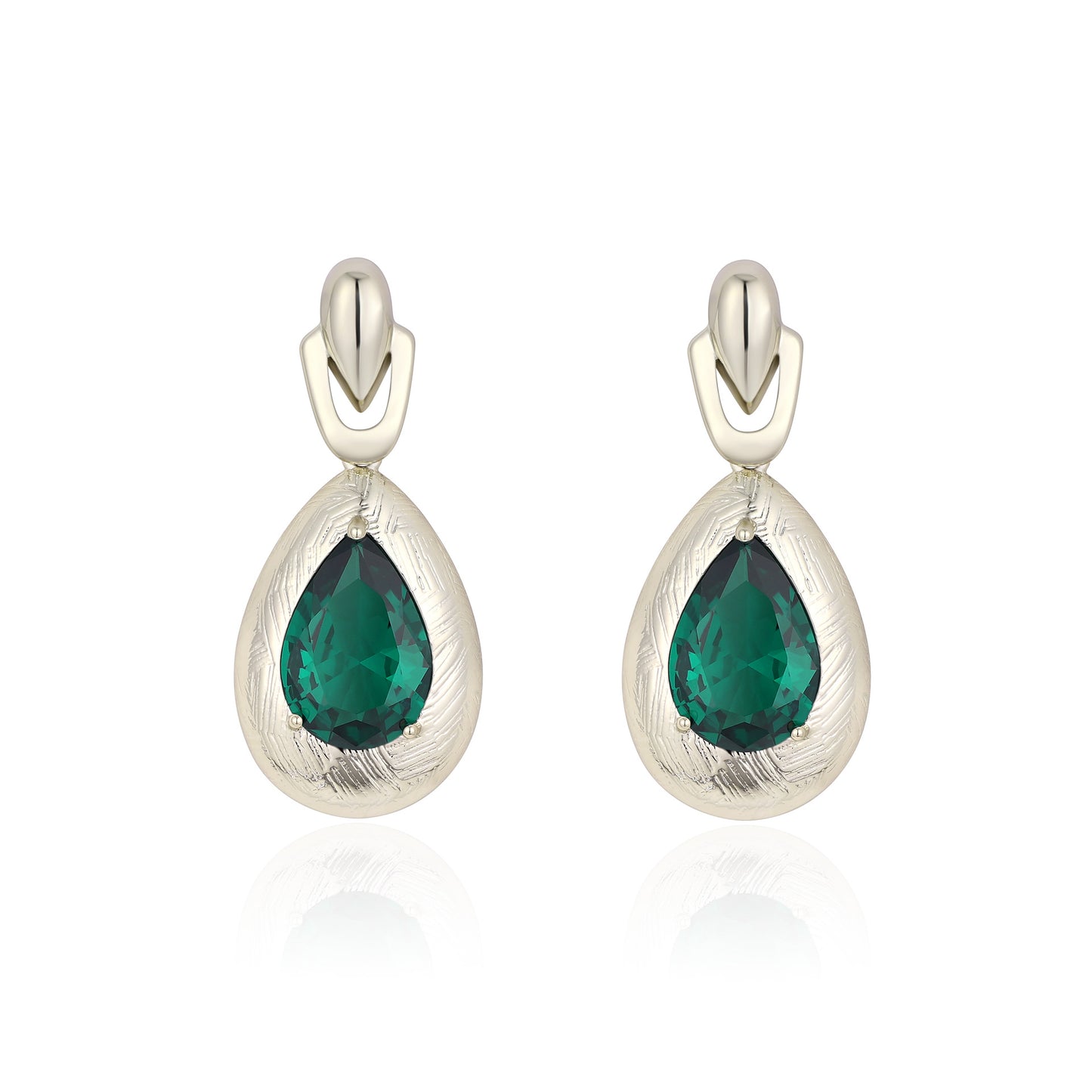 Portuguese design emerald zircon earrings