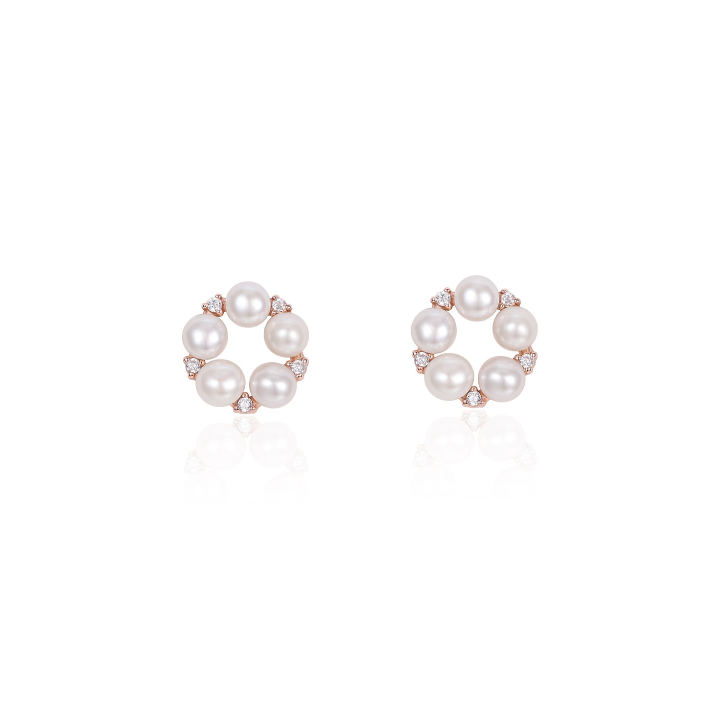 French designer's simple round four-leaf clover zircon earrings