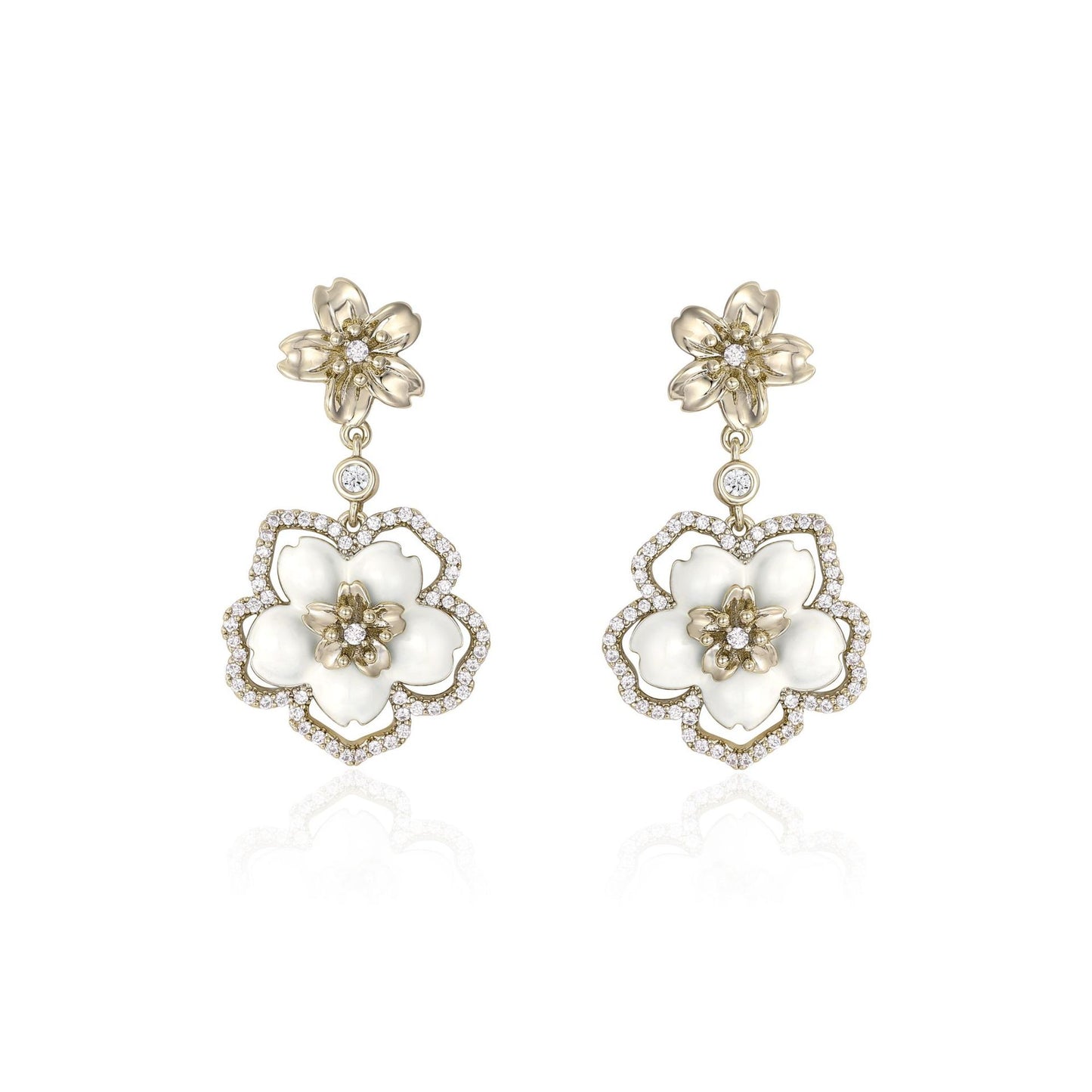 French designer's morning cherry blossom series flower earrings