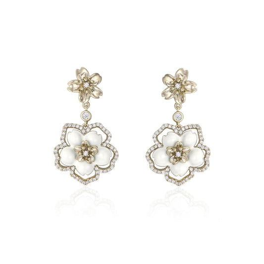 French designer's morning cherry blossom series flower earrings