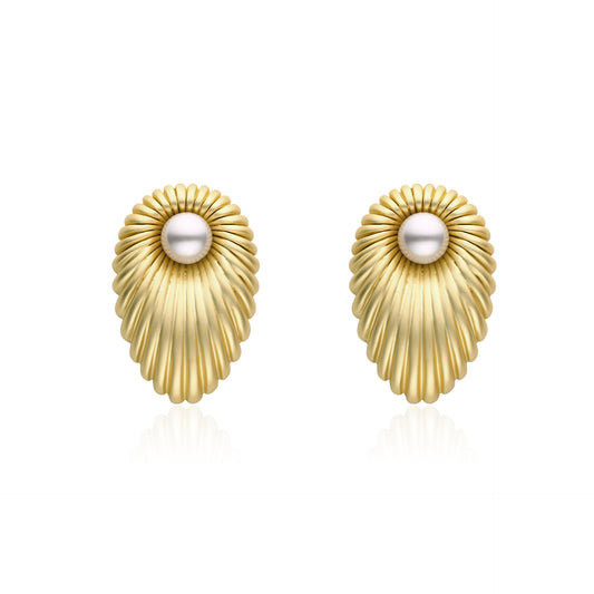 Swiss designer copper-plated 14K matte gold craft earrings