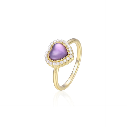 Love Purple Natural Crystal Ring