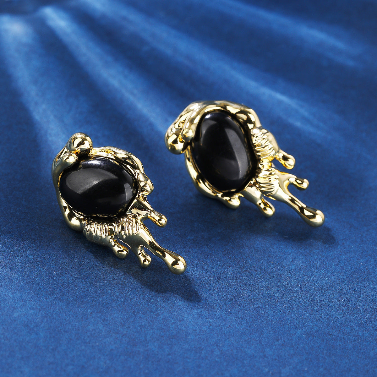 BrideTalk Light luxury black onyx lava earrings