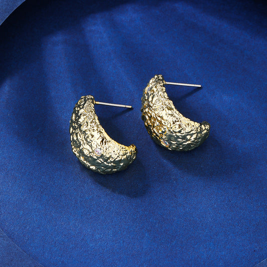 BrideTalk French retro textured hammered pea earrings