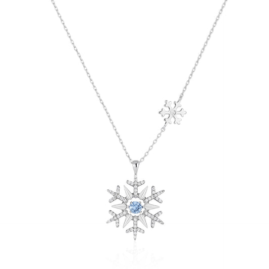 French designer blue snowflake dream series necklace