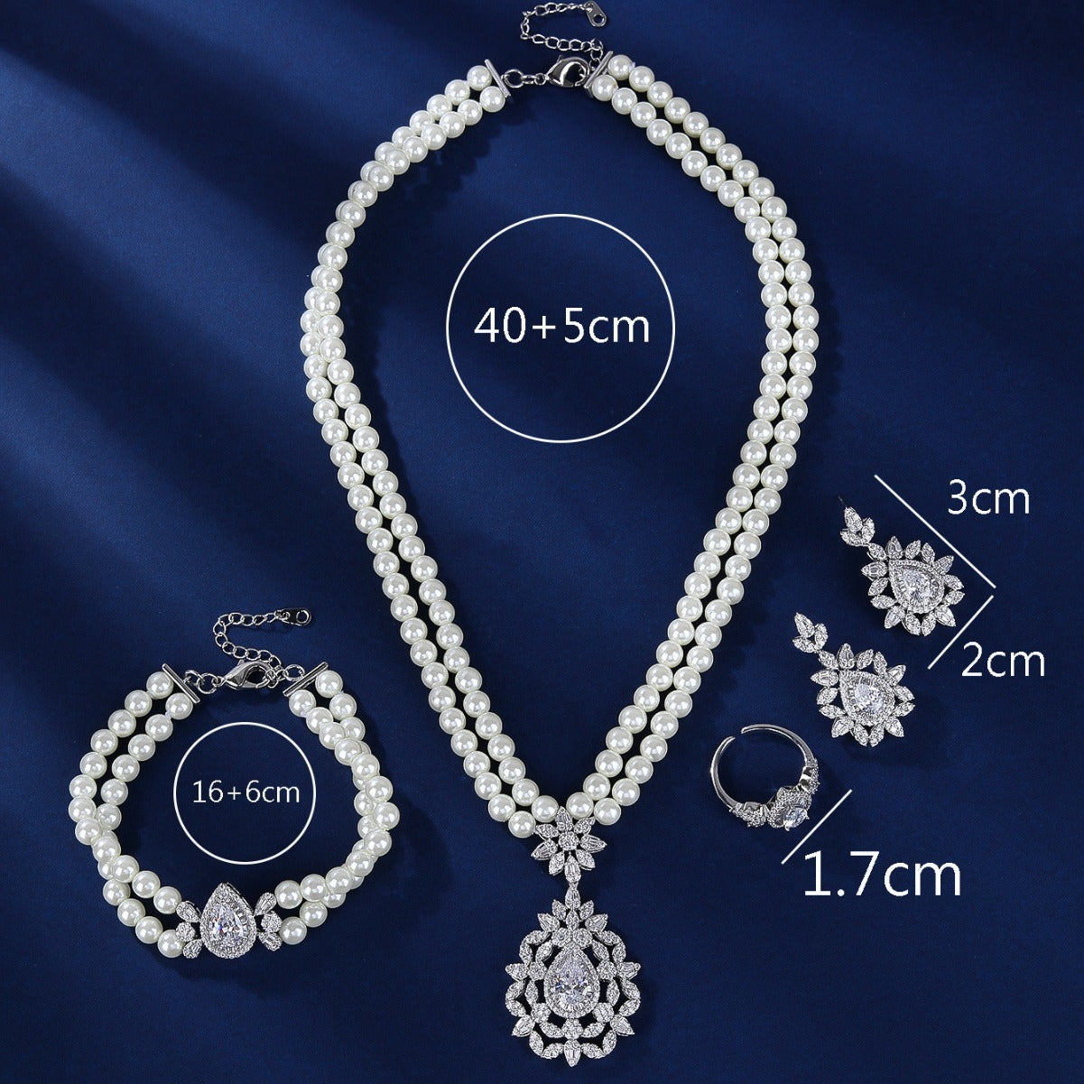 BrideTalk High-grade pearl zircon wedding photography jewelry four-piece set