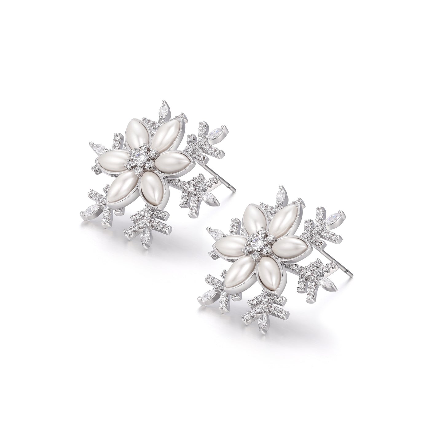 French designer Snowflake series zircon earrings